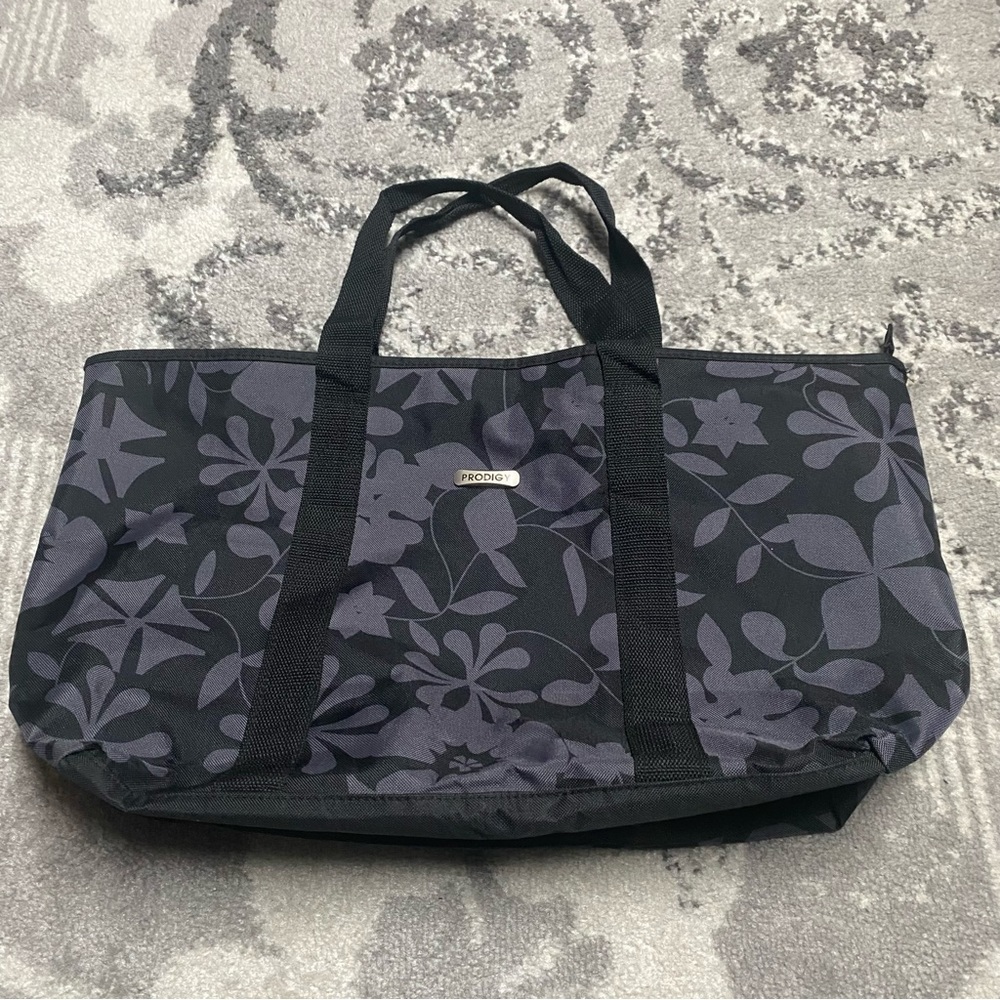 Prodigy Black Grey Floral Large Travel Tote Bag
